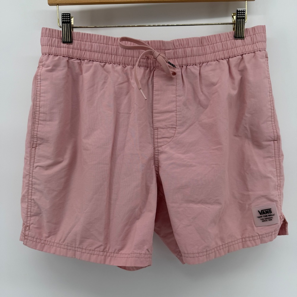 Vans Off The Wall Men Pink Swim Trunks Mesh Lined Drawstring Shorts Medium